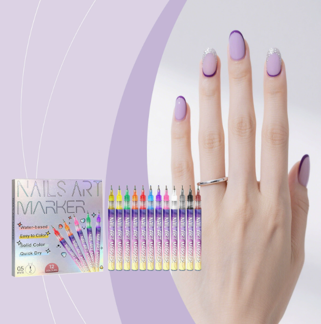 3D Nail Art Pens Set – 12 Colors for DIY Nail Design