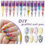 3D Nail Art Pens Set – 12 Colors for DIY Nail Design