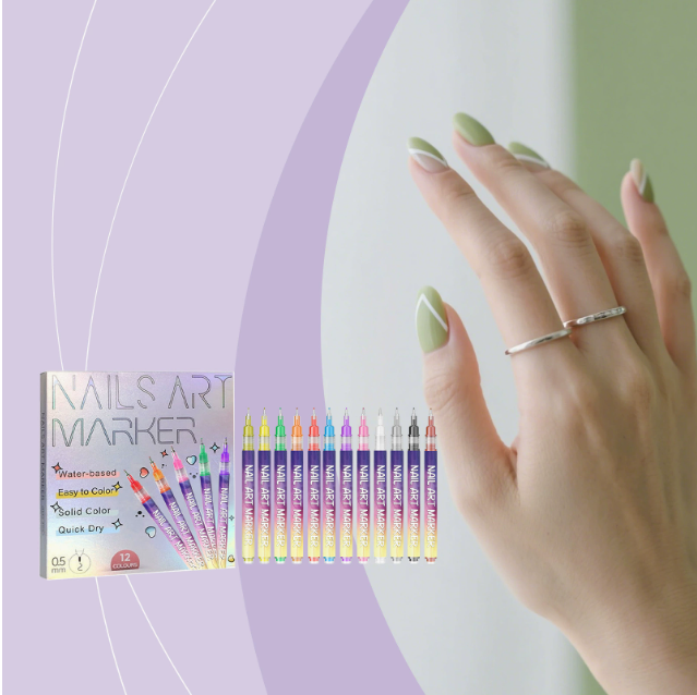 3D Nail Art Pens Set – 12 Colors for DIY Nail Design